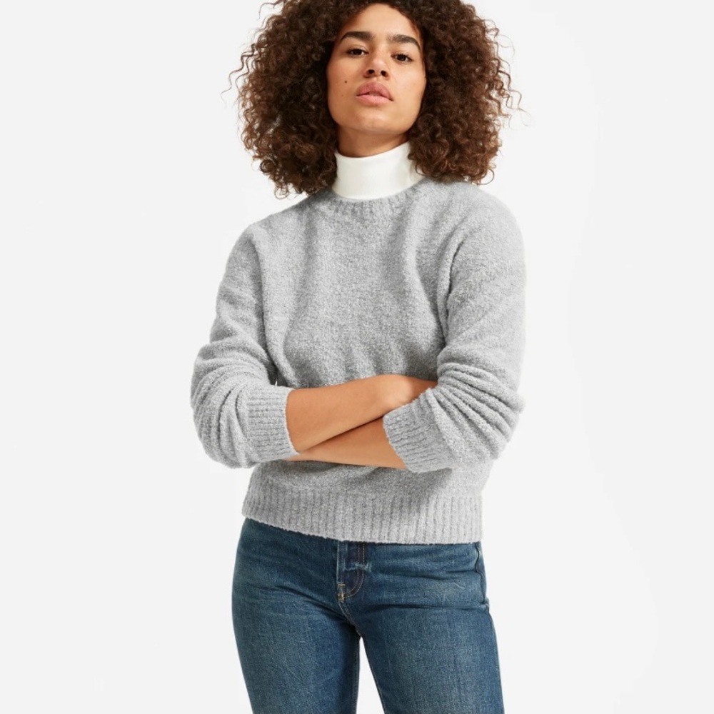 Everlane Teddy Crew Neck Sweater in Grey Sz Sm